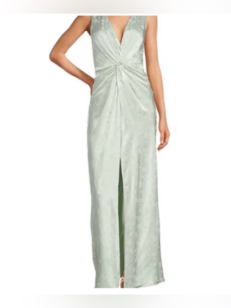 Badgley Mischka Pale Mint Green V-Neck Maxi Dress